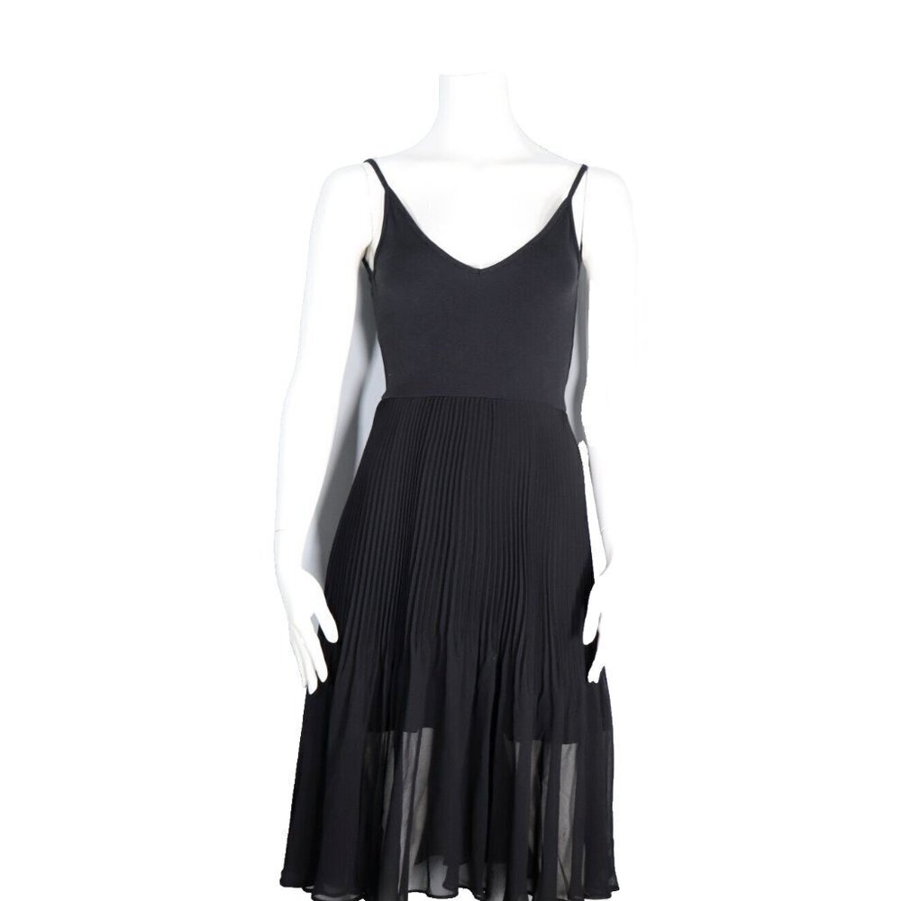 Aritzia Wilfred Womens Size XXS Black Dancer Dress Tank Pleated V-Neck Midi $148 - Picture 8 of 14
